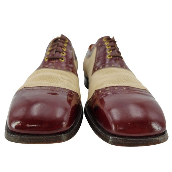 Vintage Johnston & Murphy Aristocraft Dress Shoes Men's 10.5B Burgundy Tan Leath - Picture 9 of 12